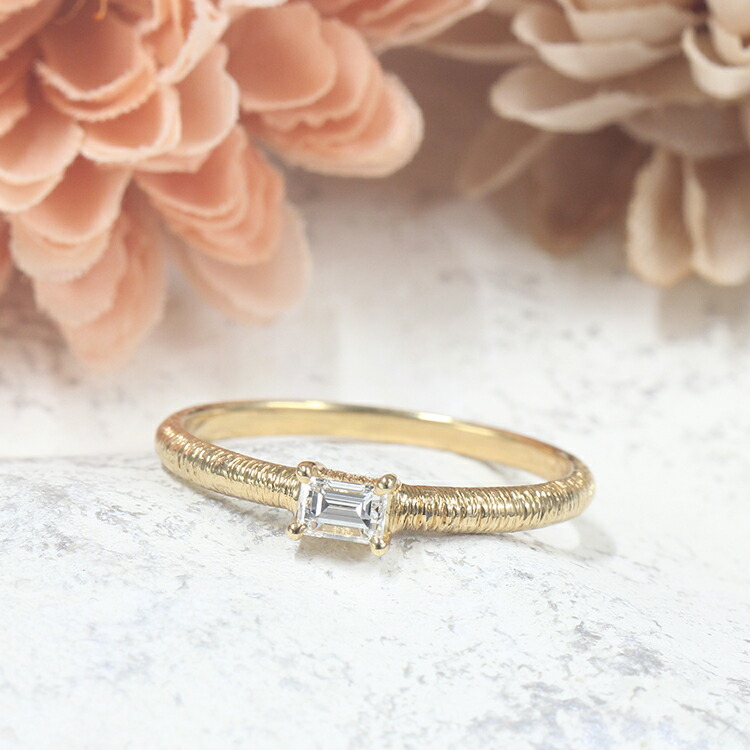 楽天市場】K18 ダイヤモンド リング 0.2ct Gカラー バケットカット