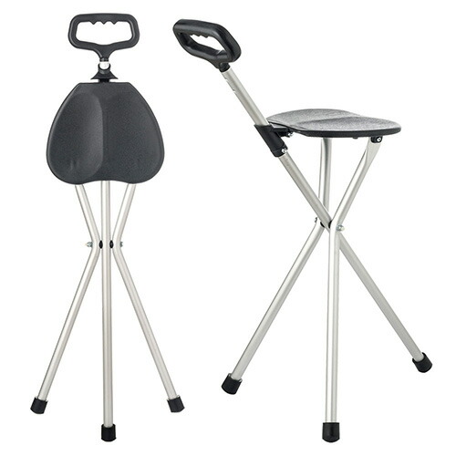 楽天市場】ステッキチェア 軽量 折りたたみ イス 杖 アルミ製 三脚
