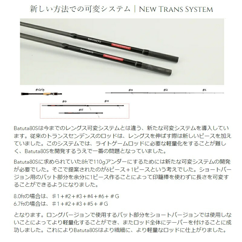 楽天市場】トランスセンデンス BATUTA80S バトゥータ80S 【釣具 釣り具
