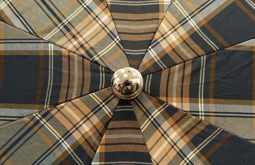 マリアフランチェスコ 長傘 ネイビー イエロードット柄 革巻きカーブ