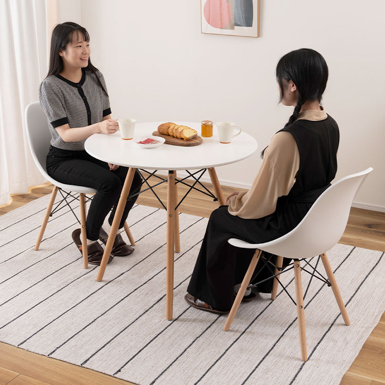 楽天市場】ダイニングテーブル 丸テーブル 80cm ホワイト 白 木製 天然