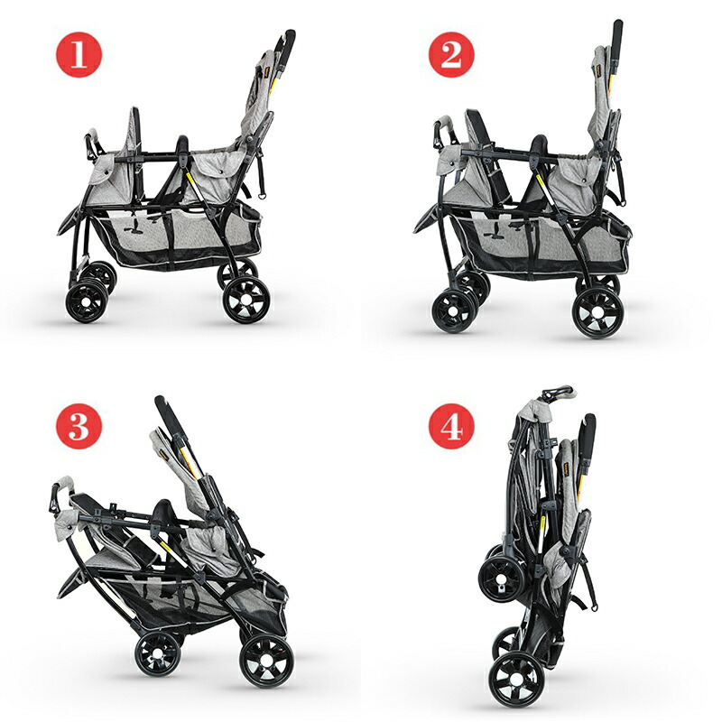 楽天市場】besrey 二人乗り ベビーカー 縦型 ベビーカー 2人乗り