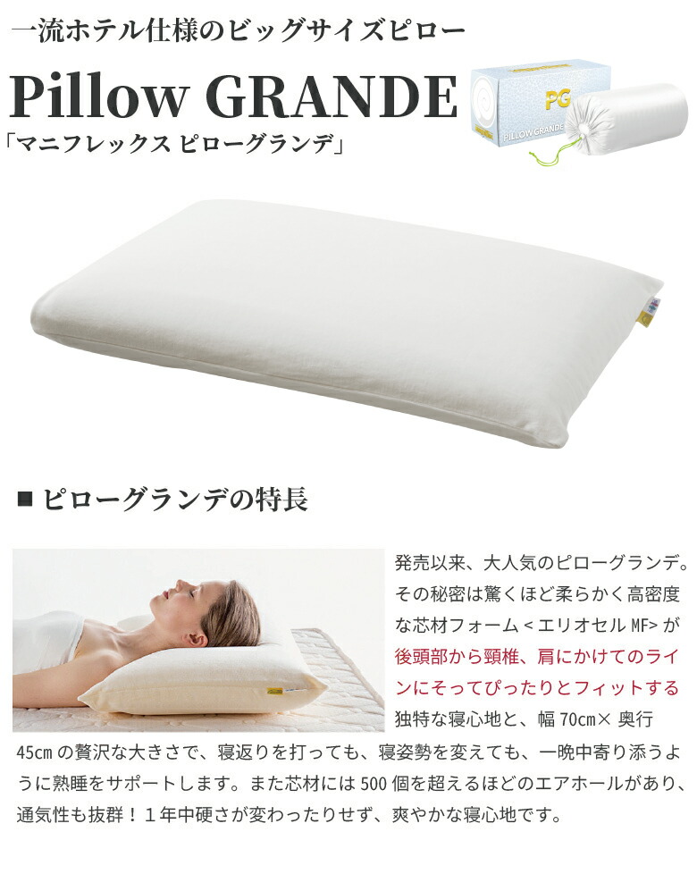 楽天市場】マニフレックス 枕 ピローグランデ 高反発まくら 枕サイズ