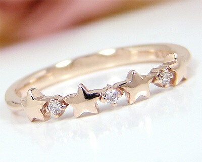 楽天市場】ダイヤモンド ピンキーリング リング スター K10PG/YG/WG