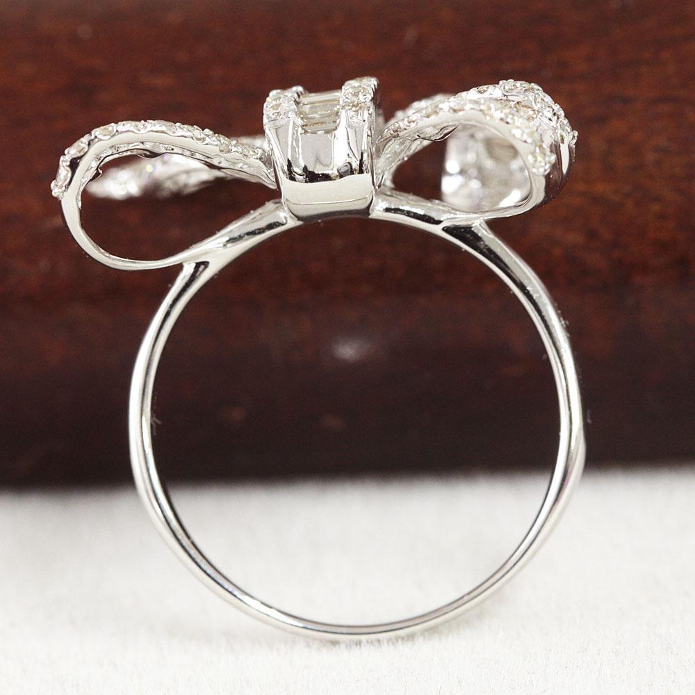 楽天市場】ダイヤモンド リング リボン K18 WG 1カラット ダイヤ 指輪