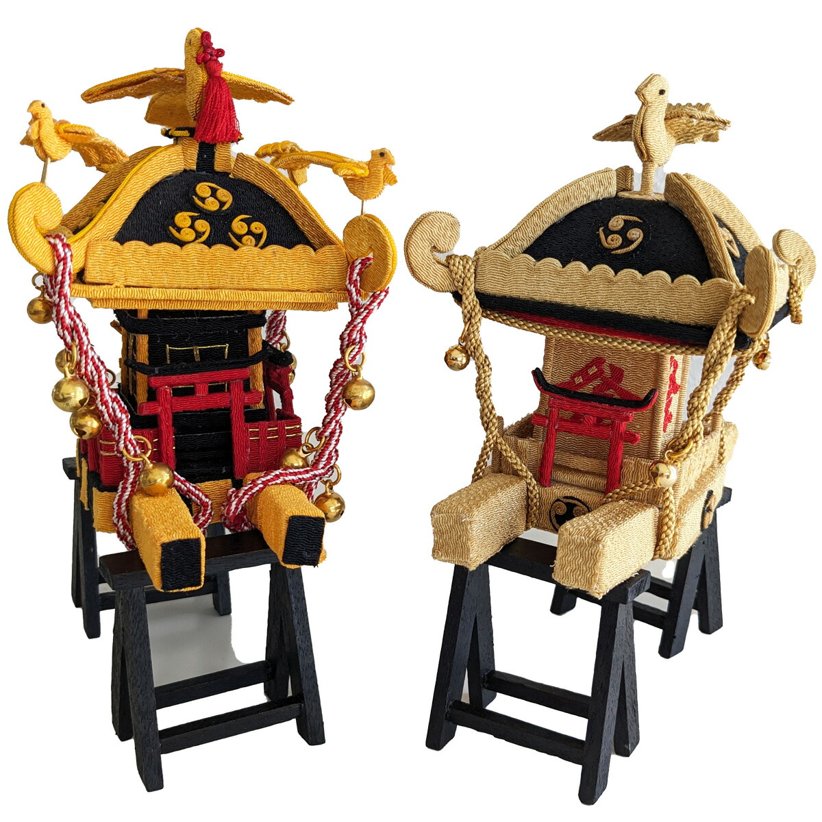 楽天市場】ちりめん細工 夏祭り♪お神輿 大 黄金色(木の台座付) 歳時記