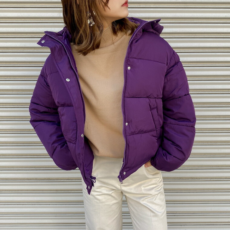 楽天市場】フード フェイクダウンジャケット レディース 配色 ダウン