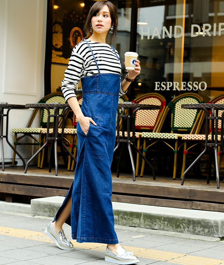 楽天市場】デニム ジャンパースカート ジャンスカ サロペット