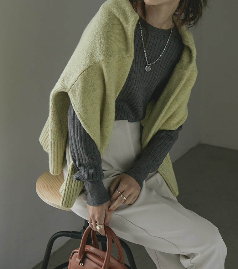 楽天市場】[M-5L]ラウンドネック リブニット レディース ニット