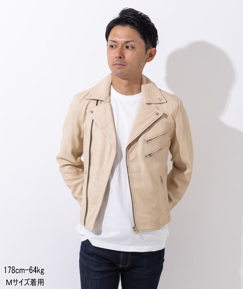 楽天市場】革ジャン メンズ 本革 ラムレザー ダブルライダース レザー