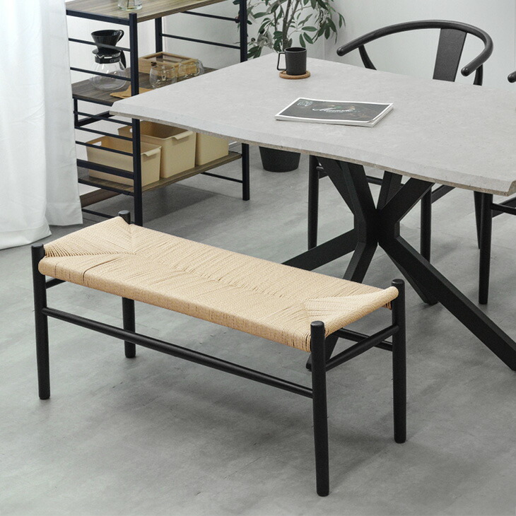 楽天市場】北欧 ペーパーコード ダイニングベンチ 天然木 2人掛け 完成