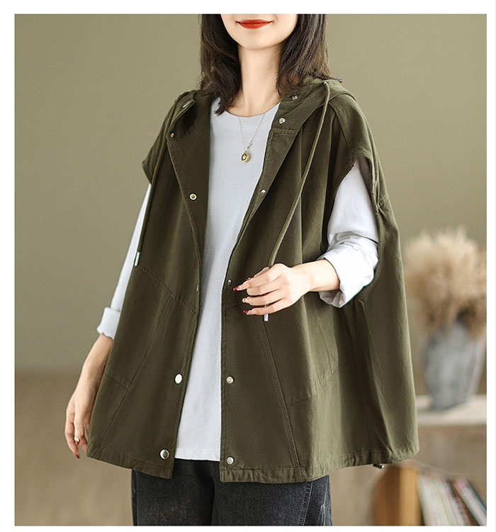 楽天市場】ベスト レディース ノースリーブパーカー フード付き ジレ