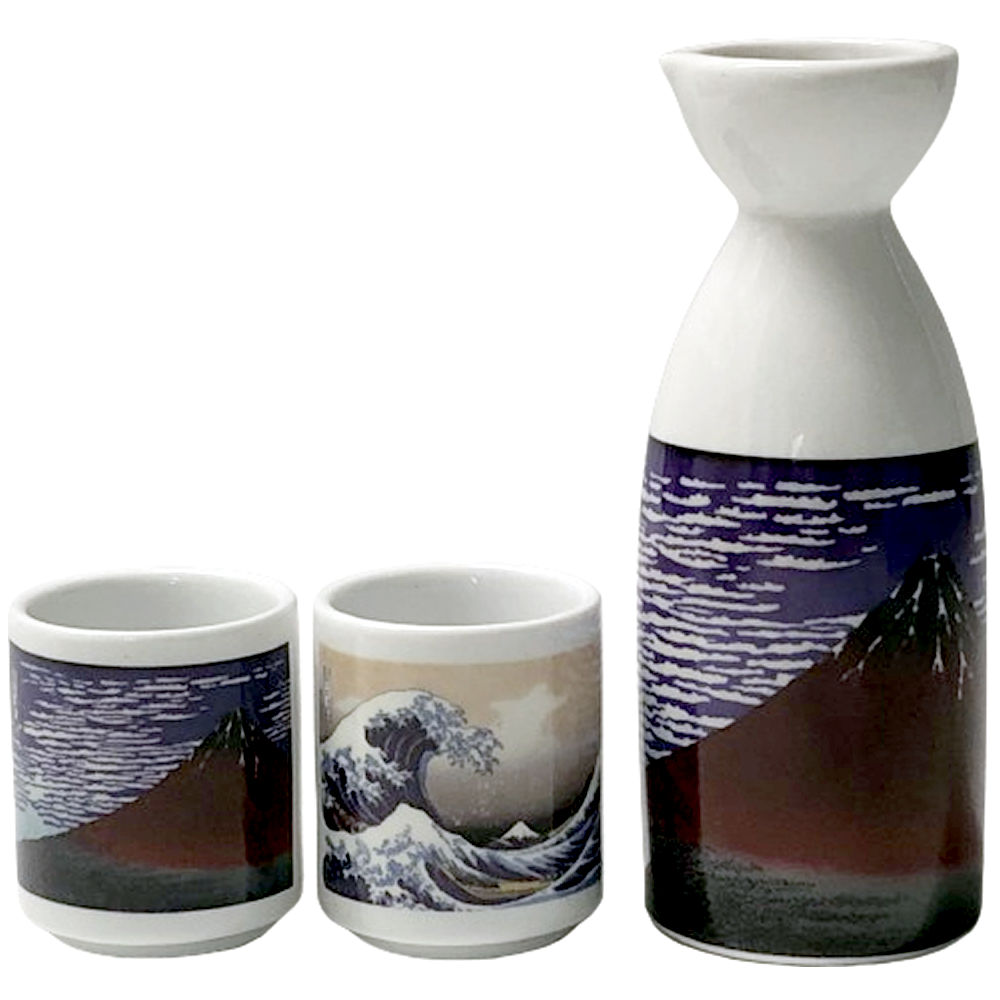 楽天市場】とっくり・おちょこセット 葛飾北斎 赤富士 波裏徳利 1個 お