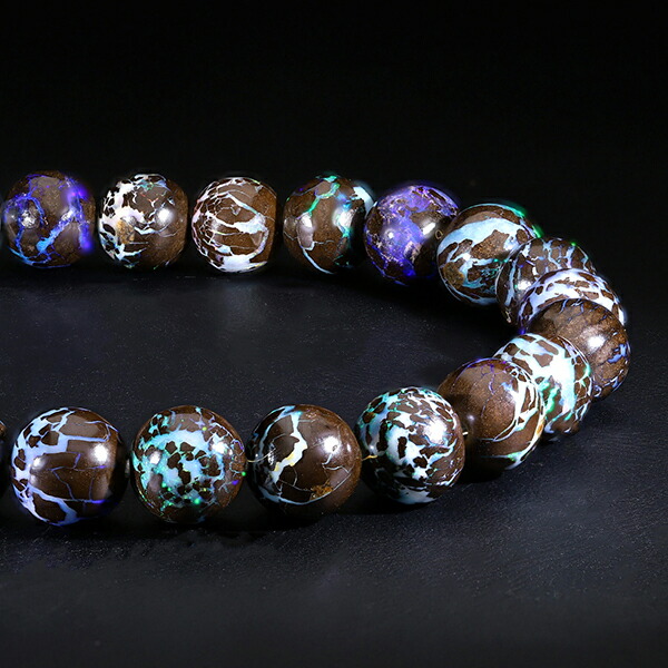 楽天市場】ボルダーオパール ブレスレット 高品質 6.8mm 17.5cm メンズ