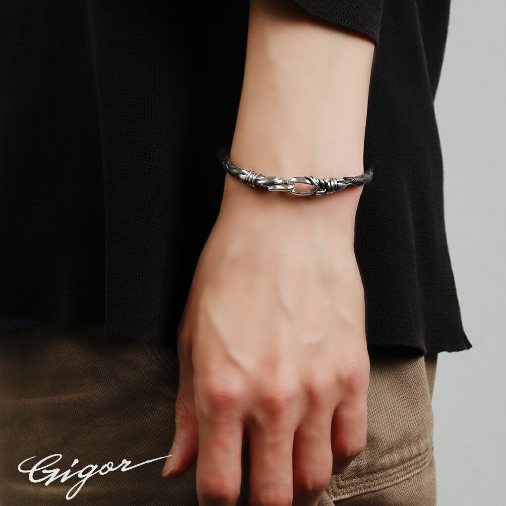 楽天市場】GIGOR ジゴロウ クリプト シルバー レザー ブレスレット