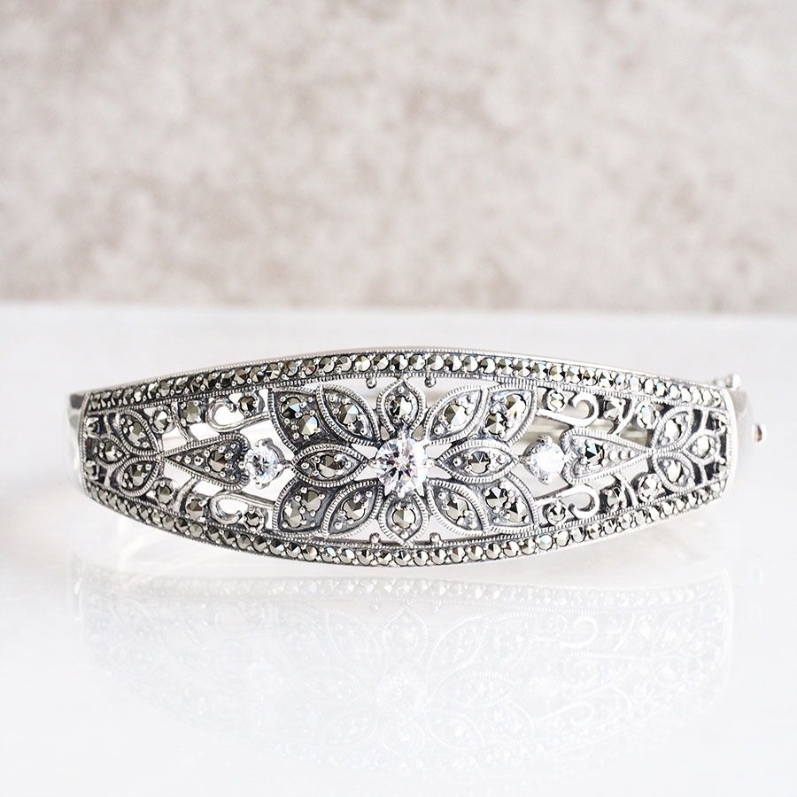 楽天市場】ROKUZAN ホワイトトパーズ ボタニカル シルバーバングル