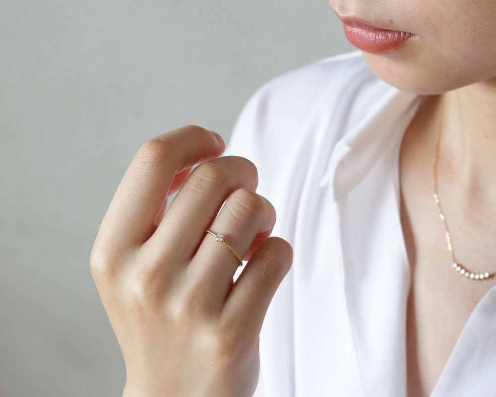 楽天市場】K18 K10 天然ダイヤモンド 0.1ct 四本爪 一粒 リング 1号