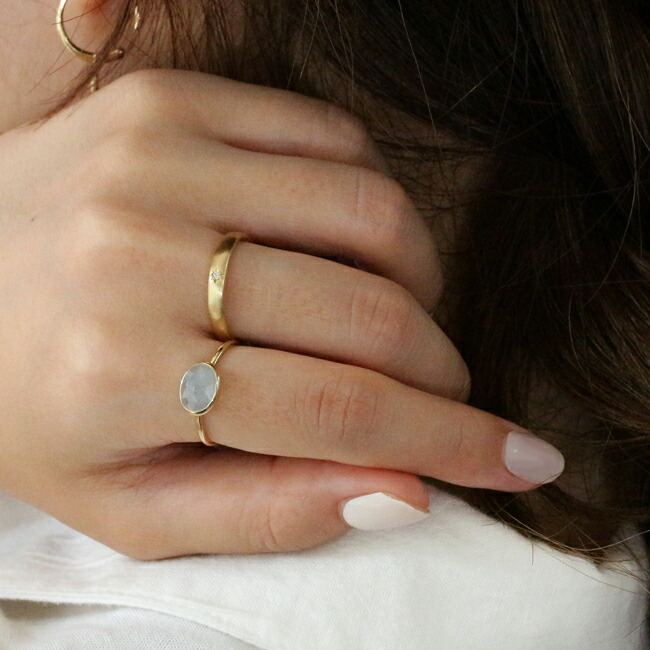 楽天市場】K18 K10 スライス ミルキー アクアマリン リング 7号-14号