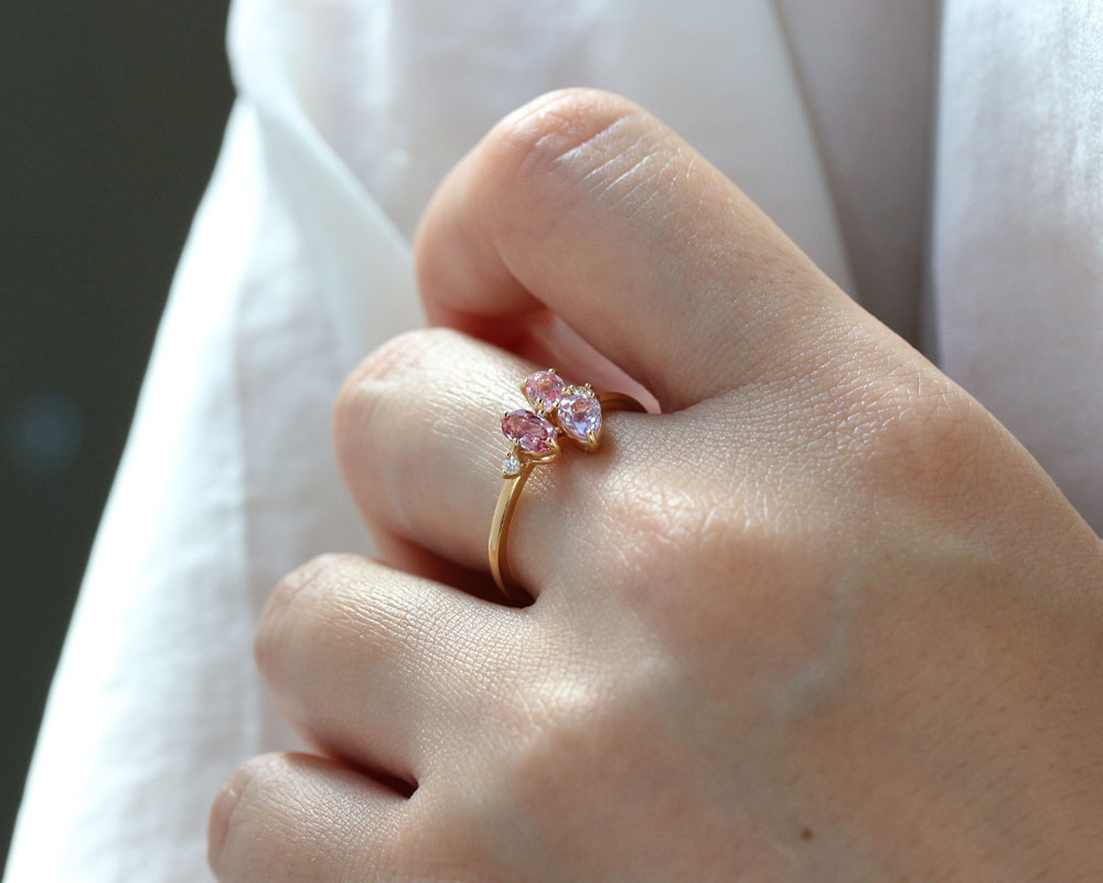 楽天市場】K18 天然ピンクサファイア リング 11号 イエローゴールド