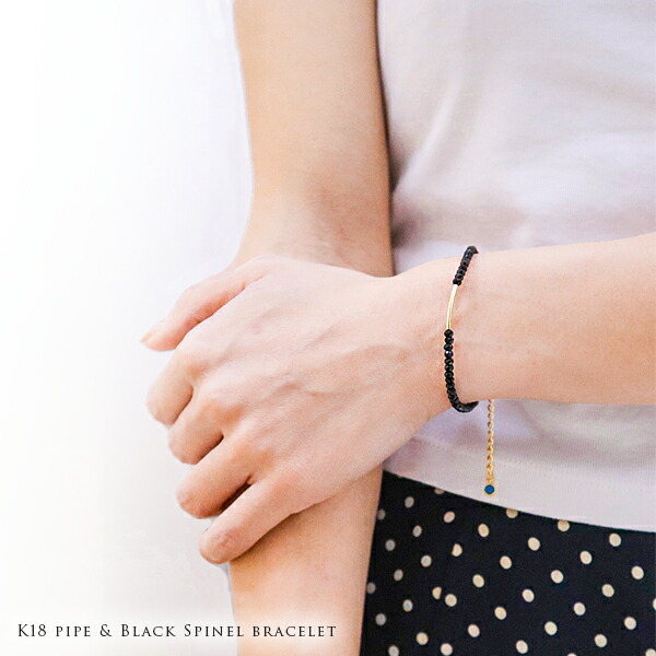 楽天市場】ブレスレット レディース ブラックスピネル 18金 天然石