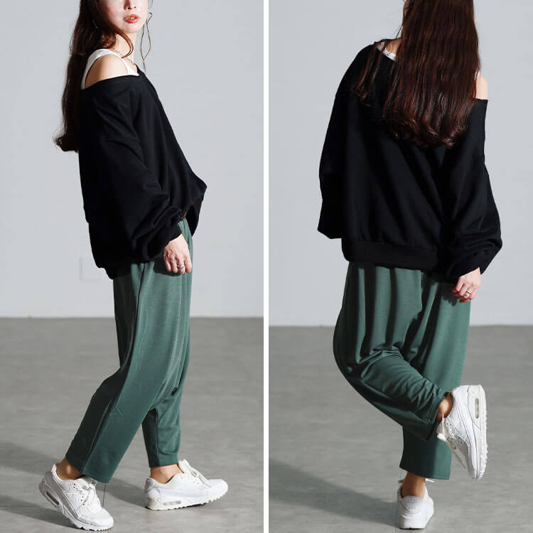 楽天市場】大きいサイズ レディース ズボン パンツ ストレッチサルエル