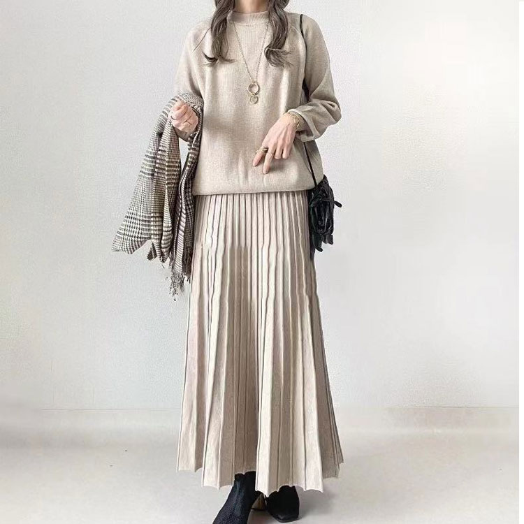 楽天市場】 スカート セットアップ ロング 冬 Aライン ニット プル