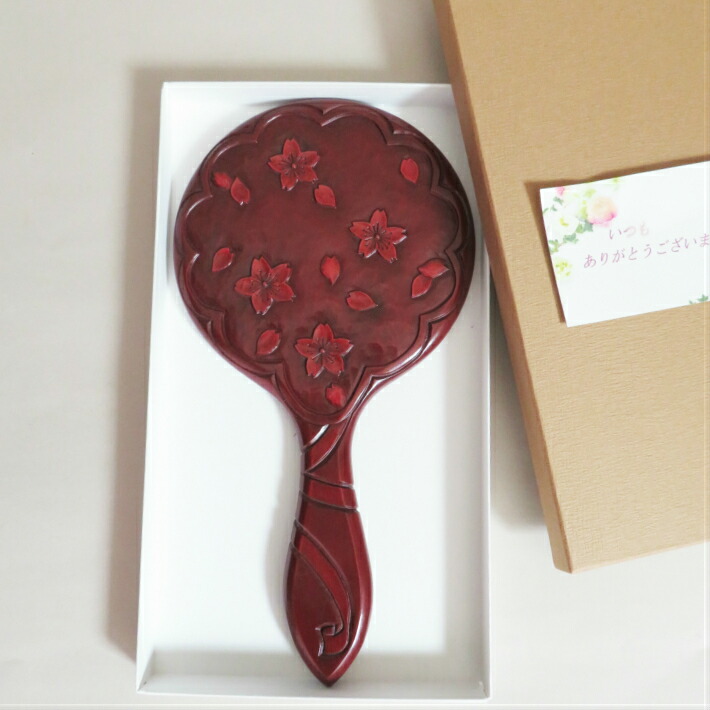 楽天市場】鎌倉彫 鏡 手鏡 木 国産 おしゃれ 高級品 木製 木彫 漆塗り