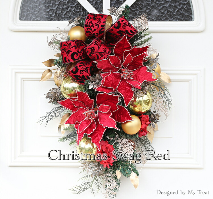 楽天市場】○クリスマスススワッグ・レッド クリスマスリース 直径60cm