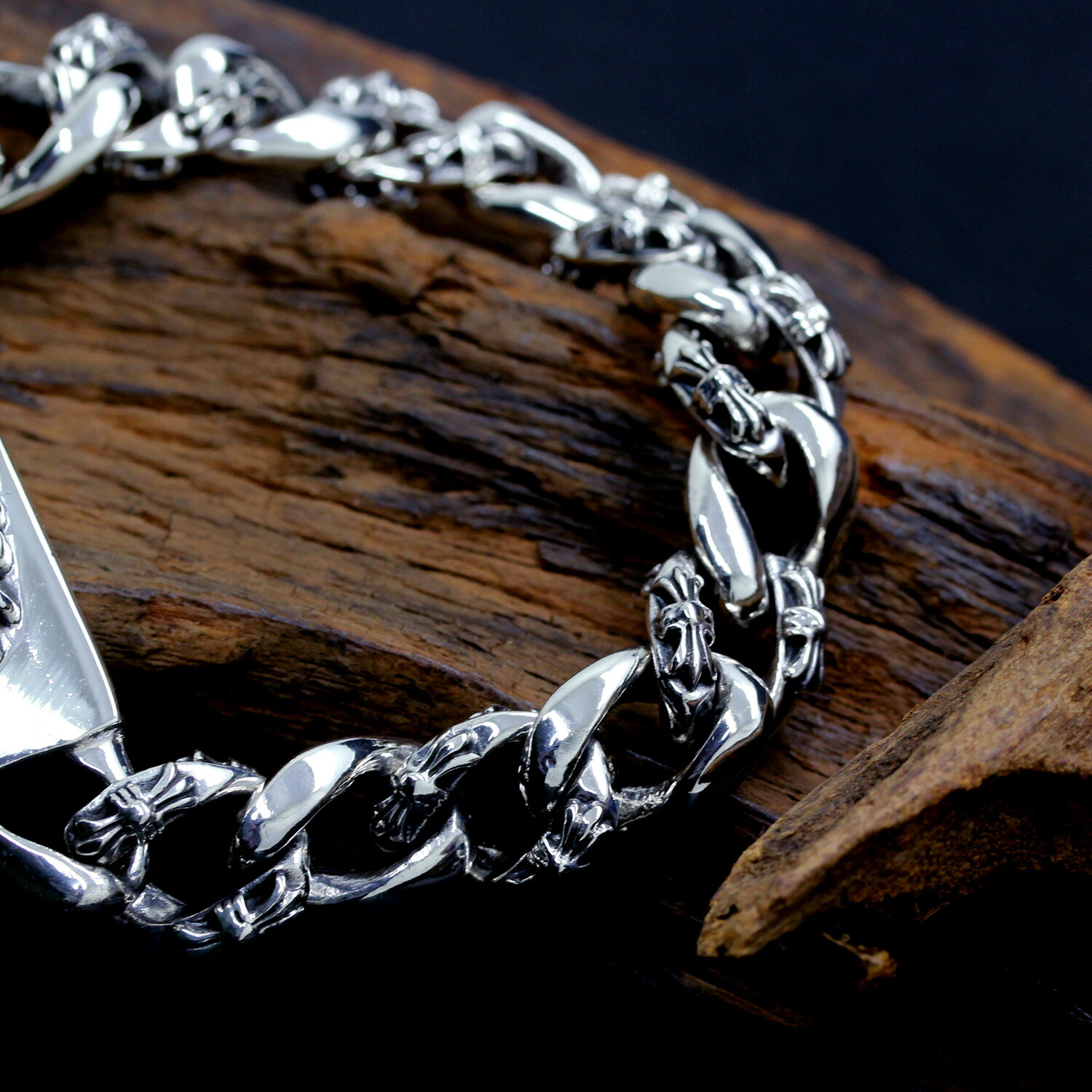 楽天市場】シルバー 925 フローラルクロスIDブレスレット メンズ : ISHIKI