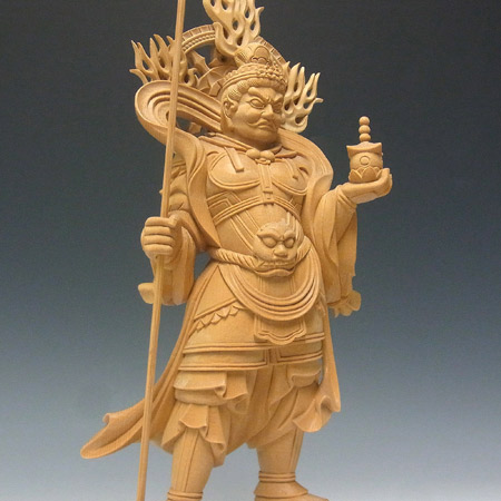 楽天市場】木彫り 仏像 毘沙門天像 高さ31cm 桧製 [Ryusho] : 龍祥本舗