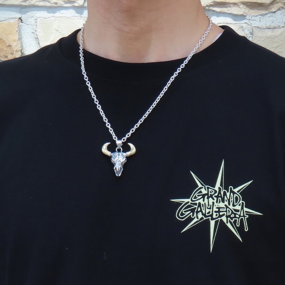 サード ペンダントトップ バッファロースカル グリーンターコイズ