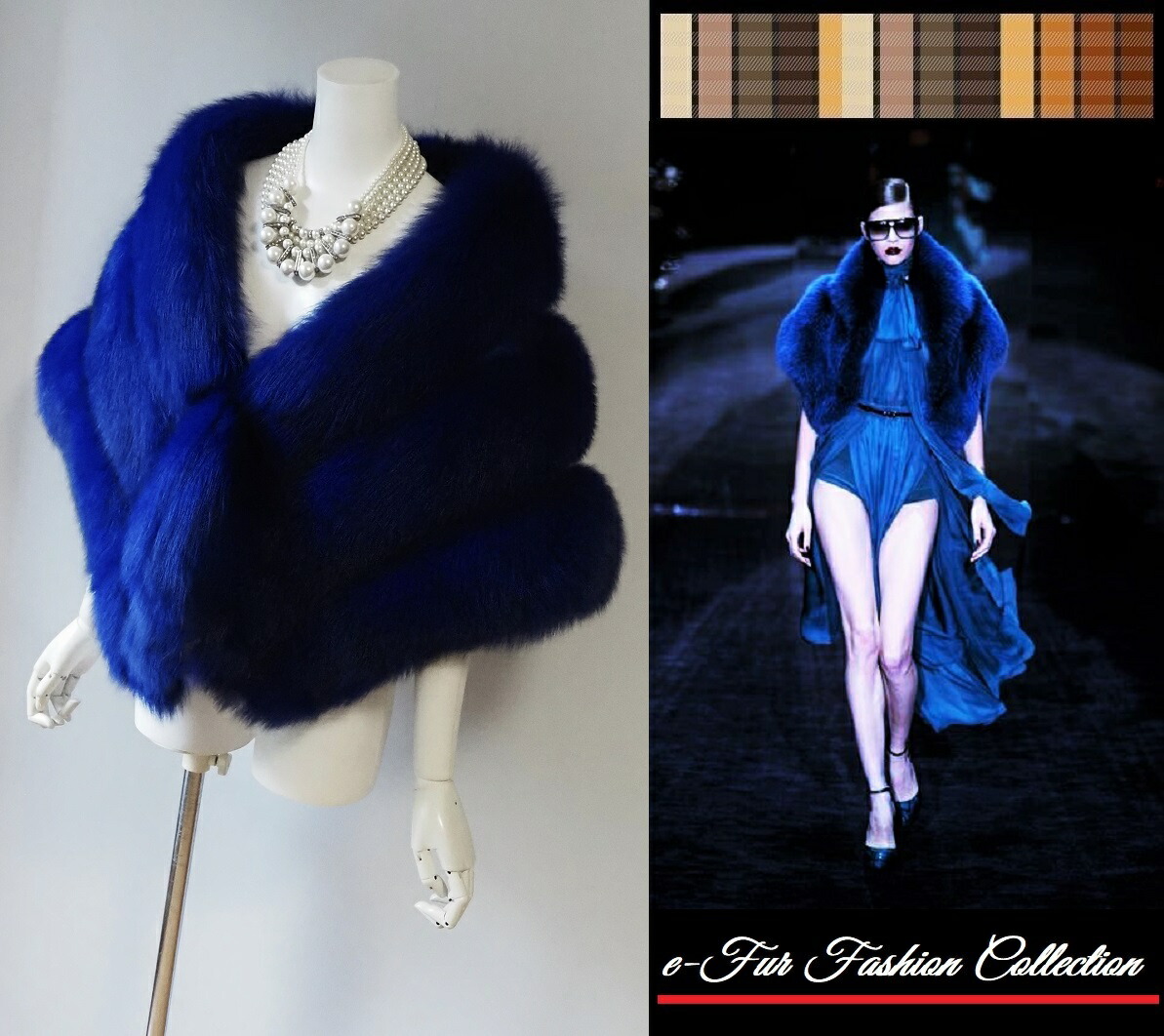 楽天市場】肉厚ロイヤルブルーフォックスファーストール ショール