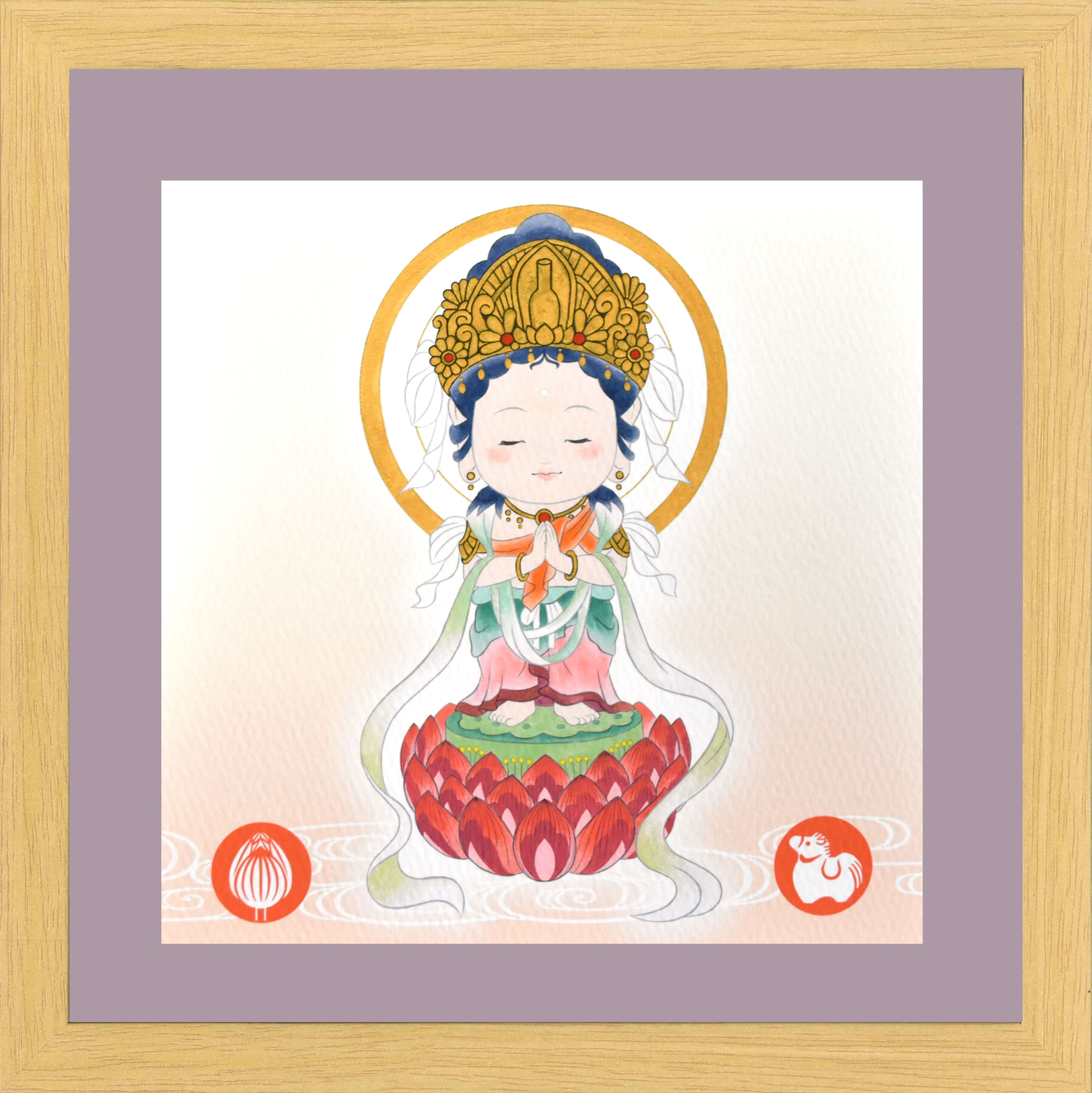 楽天市場】ミニ額 ほっこり額 勢至菩薩 午 工芸色紙 20角ミニ額 うま