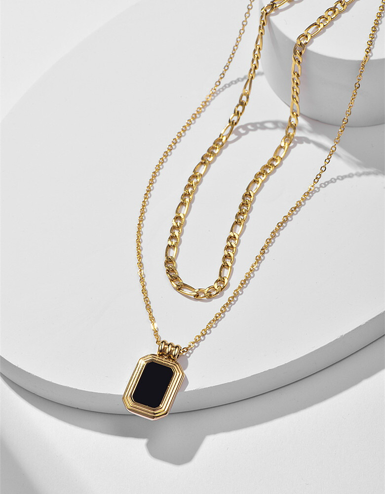 楽天市場】ネックレス ブラックシェル 二連ネックレス レディース