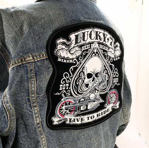 楽天市場】ワッペン 大きい アイロン 刺繍 ラッキー7 ドクロ バイク