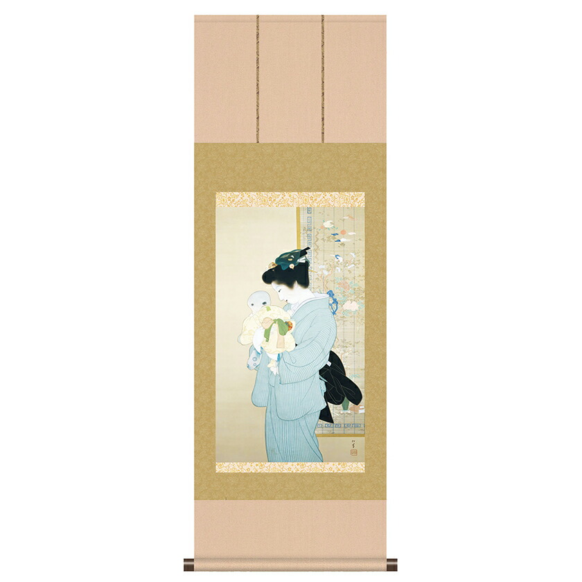 楽天市場】上村松園 作品 「母子」 掛軸 インテリア : 光ネット組合