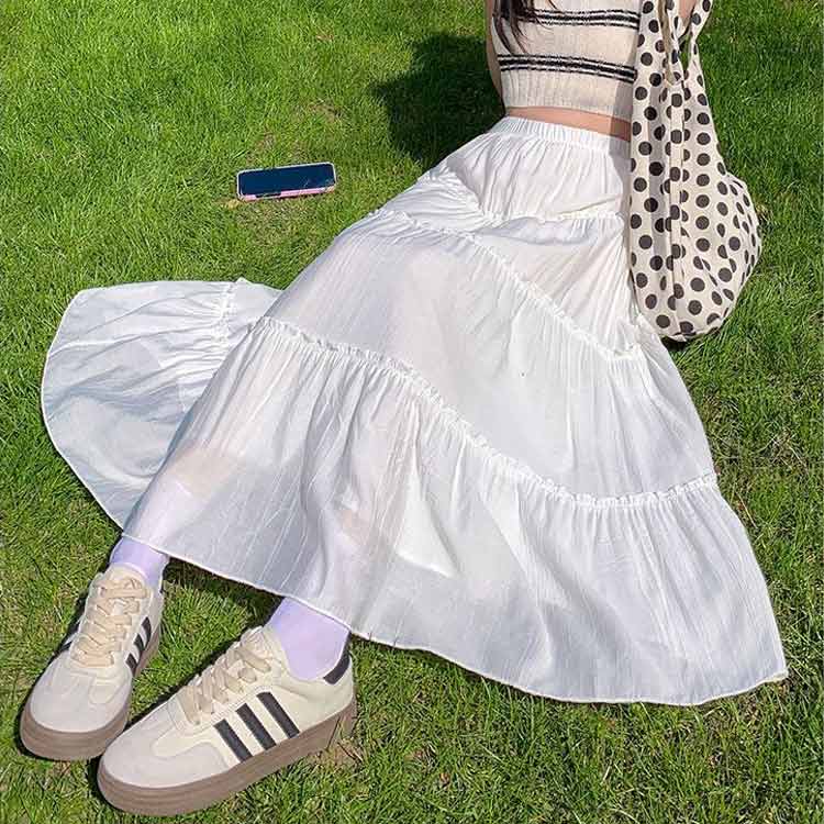 楽天市場】 スカート ロング きれいめ プリーツティアードスカート