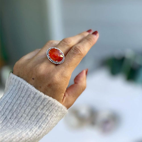 楽天市場】tiara カーネリアン プレナイト 大粒 リング 天然石