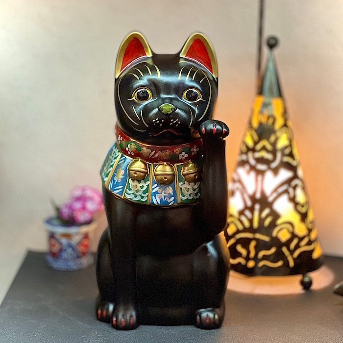 楽天市場】瀬戸焼 古色大正猫 大 黒 87115-579 招き猫 陶器 オブジェ