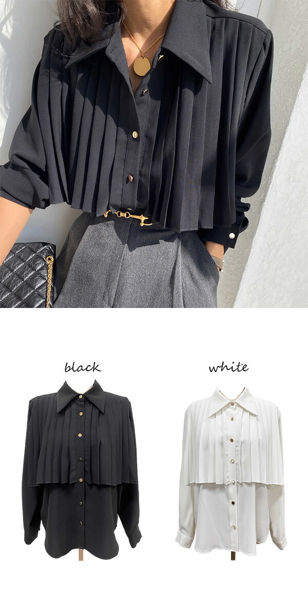 楽天市場】フライヨークプリーツシャツ プリーツブラウス ケープ