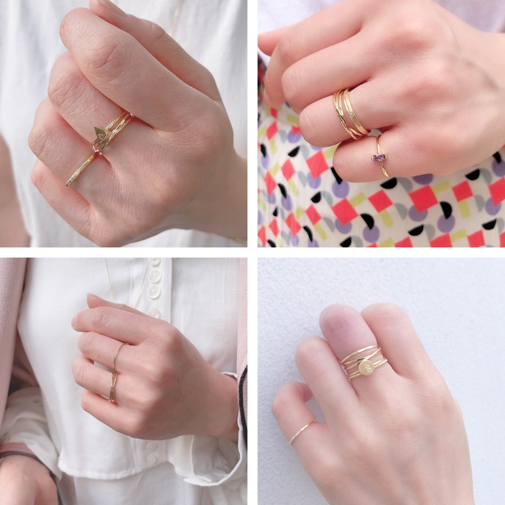 楽天市場】【日本製 18金 華奢リング】 3連 リング 指輪 ピンキー