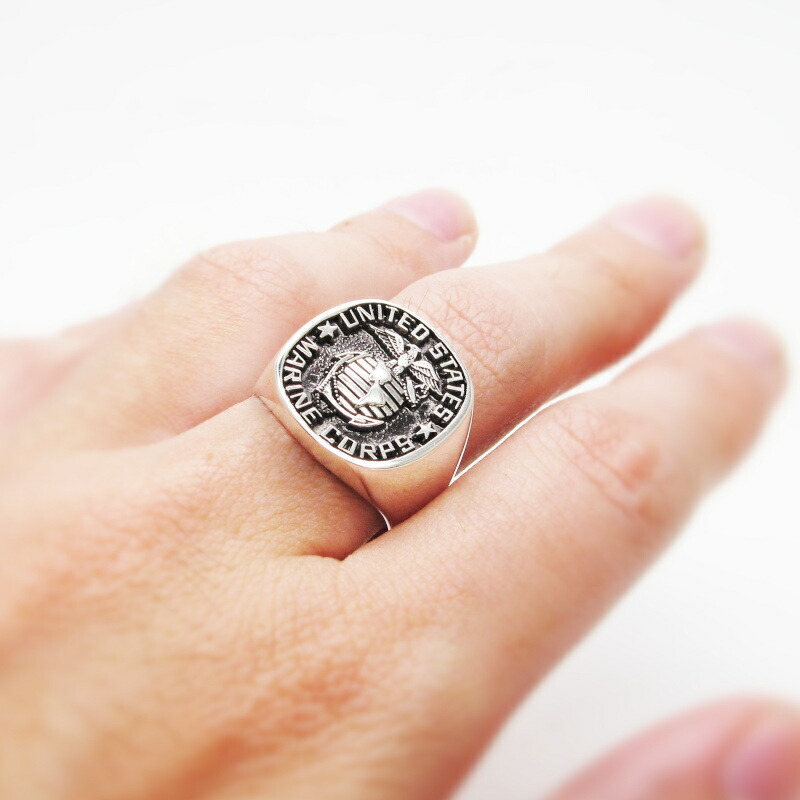 楽天市場】US マリーン シグネット リング カレッジリング ミリタリー