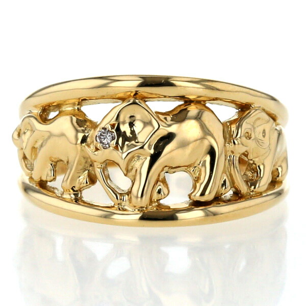 楽天市場】K18YG イエローゴールド リング ダイヤモンド 0.01ct 象