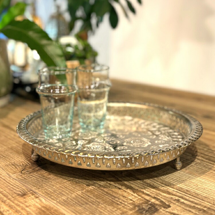 楽天市場】「脚付き真鍮トレイ」 モロッカントレイ モロッコ お盆 脚付