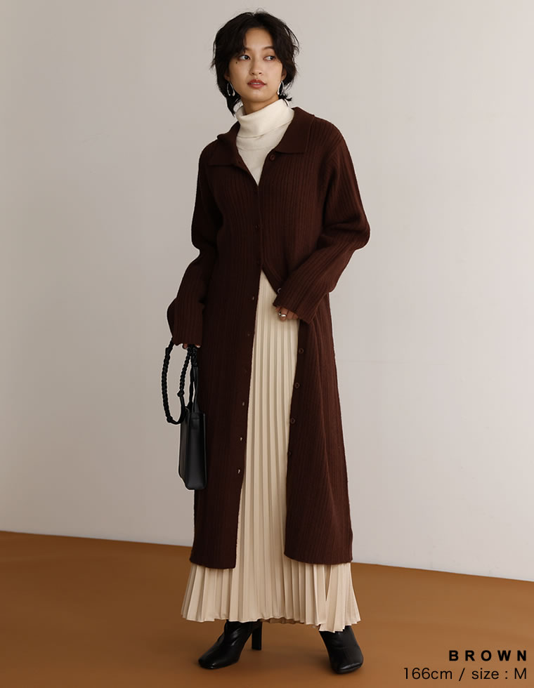 楽天市場】【OUTLET】SC/M/Lサイズ 2WAY起毛リブニット襟付きロング