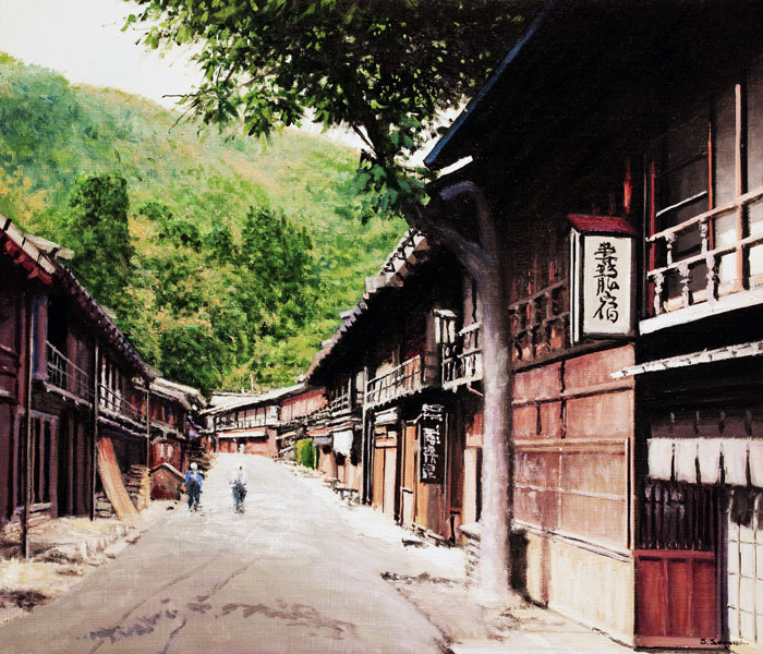 楽天市場】澤井 進 「 妻籠宿 」 長野県 木曽郡南木曽町 油絵 油彩画