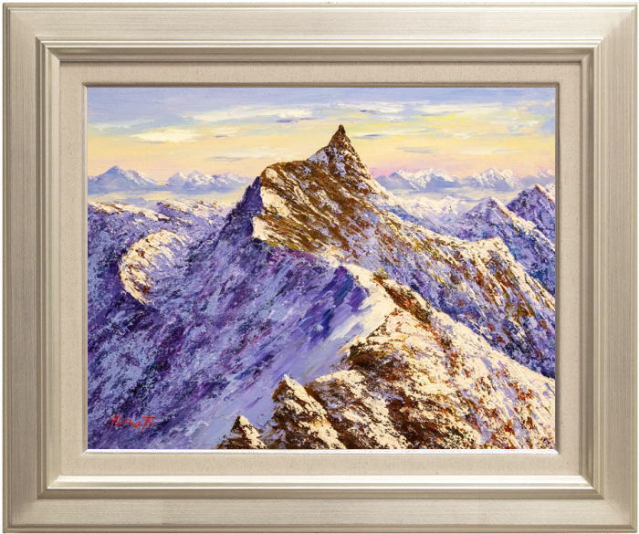 楽天市場】西村拡人『槍ヶ岳(朝焼け)』油絵・油彩画 F6(6号) : 内田画廊