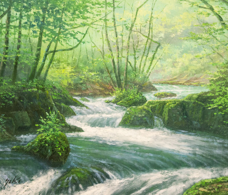 楽天市場】関 健造 「 奥入瀬渓流 」 油絵 油彩画 F10 ( 10号 ) : 内田画廊