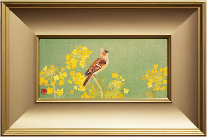 楽天市場】後藤順一『花菜』(ヒバリ)日本画 : 内田画廊