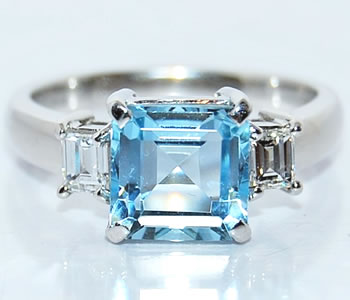 楽天市場】スクエアカット アクアマリン-1.85ct＆角ダイヤ
